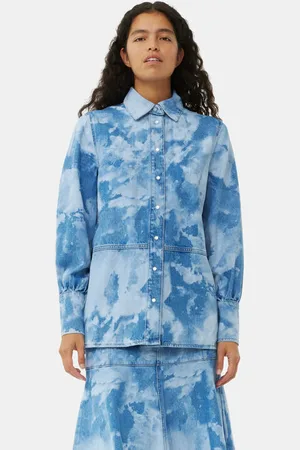 Ganni Blue Bleach Denim Nederdel I Dame Størrelse 34