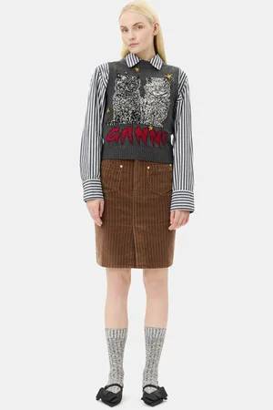 Ganni Brown Corduroy Nederdel I Dame Størrelse 44