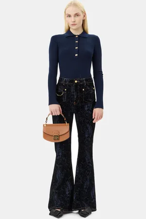 Ganni Blå Snake Goddi Jeans I Navy Dame Størrelse 32