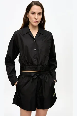 Ganni Duchesse Nylon Cropped Jakke Dame Størrelse 42 Polyurethane/Genanvendt Polyester