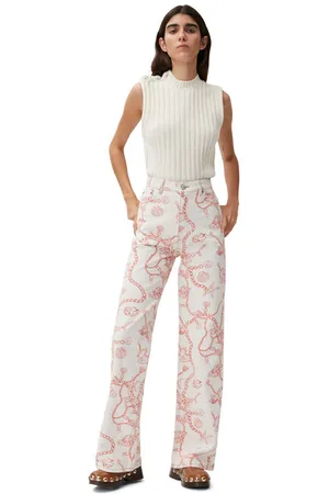 Ganni Magny Jeans I White Dame Størrelse 32