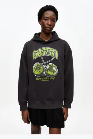 Ganni Sort Oversize Cherries Hættetrøje I Isoli I Mixed Dame Størrelse S/M
