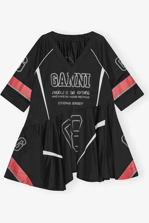 Ganni Sort Future Oversize Minikjole I Mesh I Dame Størrelse S/M