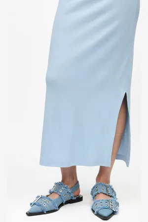 Ganni Feminine Ballerinasko I Blå Denim I Faded Denim Dame Størrelse 35 Genanvendt Bomuld
