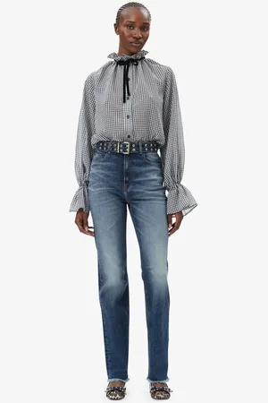 Ganni Faded Blå Carri Jeans I Dame Størrelse 25/Viskose