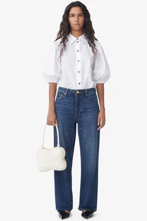 Ganni Dark Blue Izey Jeans I Dame Størrelse 28W/32L