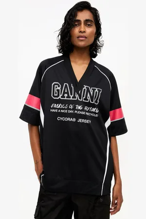 Ganni Sort Future Oversize T-Shirt I Mesh I Dame Størrelse S/M