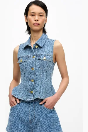 Ganni Blå Top I Fluffy Denim I Dame Størrelse 36