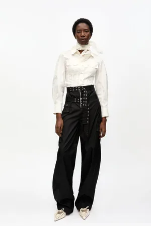 Ganni Sorte Duchesse-Cargobukser I Nylon I Black Dame Størrelse 34 Polyurethane/Genanvendt Polyester