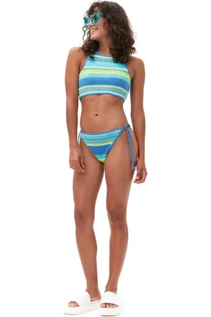 Ganni Blue Crochet Racerback Bikinitop I Dame Størrelse 42