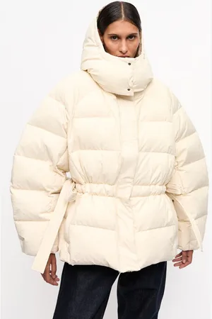 Ganni White Tech Oversized Dynejakke I Dame Størrelse S/M Genanvendt Polyester