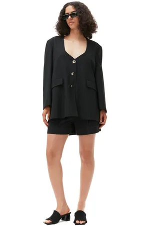 Ganni Oversized Drapey Melange Blazer I Dame Størrelse Xxs
