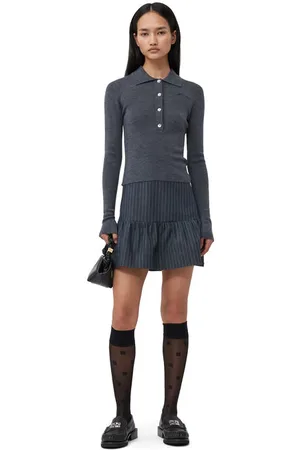 Ganni Stretch Striped Flounce Mininederdel I Dame Størrelse 40/Viskose