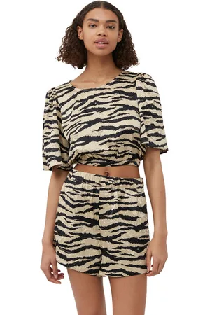 Ganni Crinkled Satin Bluse I Dame Størrelse 32 Kortærmet