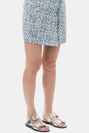 Ganni Metallic Feminine Buckle Two-Strap Sandaler Dame Størrelse 35 Polyurethane/Genanvendt Polyester/Viskose
