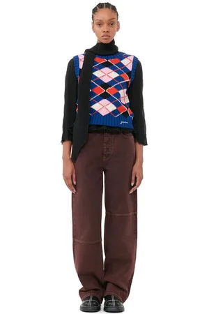 Ganni Graphic Cotton Vest I Dame Størrelse Xxs Uden Ærmer
