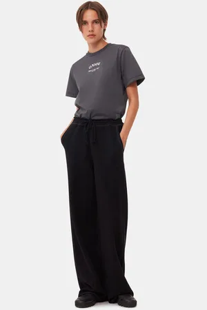 Ganni Black Light Isoli Wide Leg Bukser Dame Størrelse M
