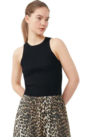 Ganni Sleeveless Melange Top Dame Størrelse Xl Uden Ærmer