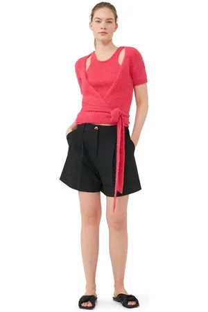 Ganni Drapey Melange Shorts I Dame Størrelse 36