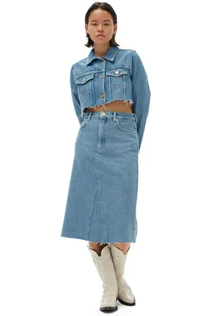 Ganni Heavy Denim Midinederdel I Dame Størrelse 38