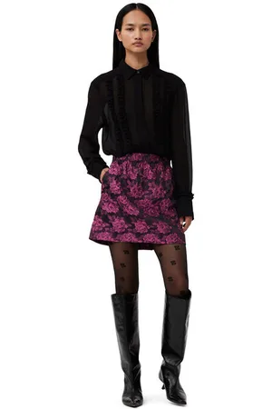 Ganni Botanical Jacquard Mininederdel I Dame Størrelse 34