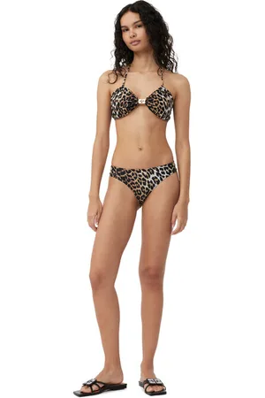 Ganni Recycled Leopard Bandeau Bikini Top I Dame Størrelse 40