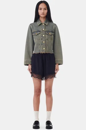 Ganni Viscose Habotai Elasticated Shorts Dame Størrelse 34 Viskose