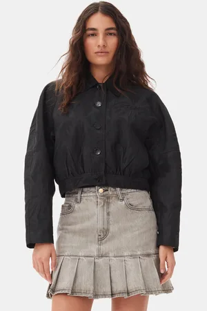 Ganni Textured Cloque Short Jakke Dame Størrelse 40