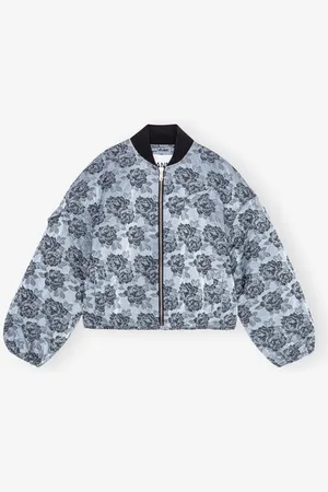 Ganni Botanical Jacquard Bomber Jacket I Dame Størrelse L/Xl