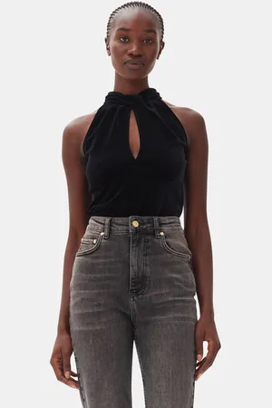 Ganni Velvet Top Dame Størrelse 44