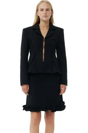 Ganni Bonded Crepe Fitted Blazer Dame Størrelse 44