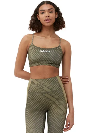 Ganni Active Strap Top I Green Dame Størrelse Xs Elastan/Genanvendt Nylon