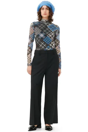 Ganni Printed Mesh Long Sleeve Rollneck Sweater I Dame Størrelse 42 Langærmet