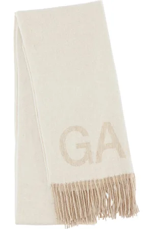 Ganni Wool Mix Fringed Wool Scarf I White Genanvendt Uld/Uld