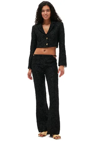 Ganni Stretch Jacquard Flared Bukser I Black Dame Størrelse 44