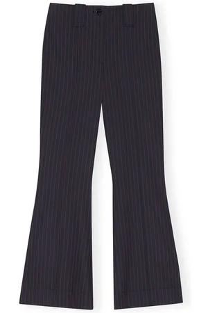 Ganni Stretch Stripe Bootcut Pants I Navy Dame Størrelse 32