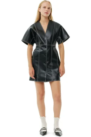 Ganni Future Oleatex Fitted Shaped Sleeve Minikjole Dame Størrelse 32/Genanvendt Polyester