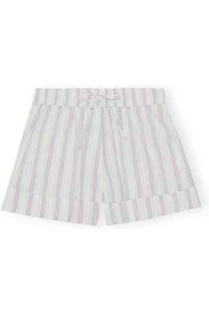 Ganni Striped Seersucker Elasticated Shorts I Dame Størrelse 38/Polyester