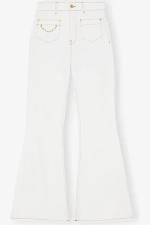 Ganni White High Waist Flare Jeans Dame Størrelse 31