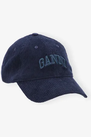 Ganni Dark Navy Corduroy Cap Genanvendt Bomuld