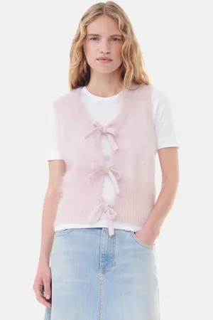 Ganni Pink Tie String Vest I Dame Størrelse L