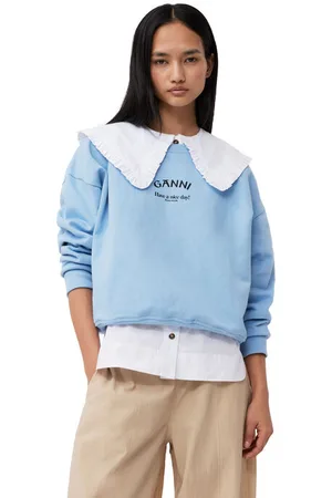 Ganni Blue Isoli Oversized Sweatshirt I Dame Størrelse 2Xl/3Xl
