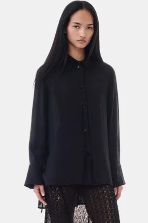 Ganni Viscose Habotai Oversized Skjorte Dame Størrelse 34 Viskose