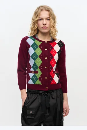 Ganni Bordeauxternet Cardigan I Dame Størrelse S