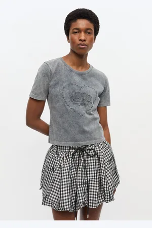 Ganni Forvasket, Grå Heart T-Shirt I Mixed Dame Størrelse Xs