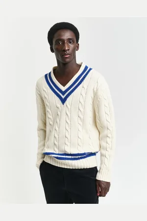 GANT Herre Kabelstrikket sweater med V-hals (XS)