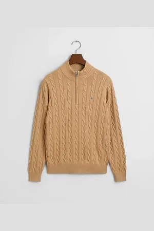 GANT Teens Teens kabelstrikket sweater af bomuld med halv lynlås (134/140)