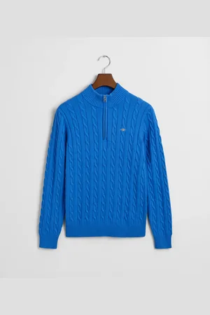 GANT Teens Teens kabelstrikket sweater af bomuld med halv lynlås (134/140)