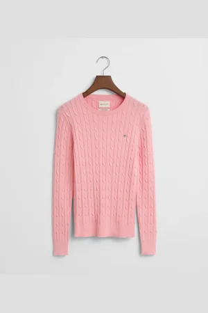 GANT Dame Crewneck sweater af strækbomuld med kabelstrik (XS)