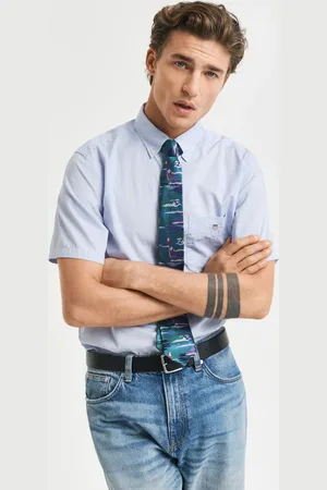 GANT Herre Regular fit klassisk poplin-skjorte med korte ærmer (S)